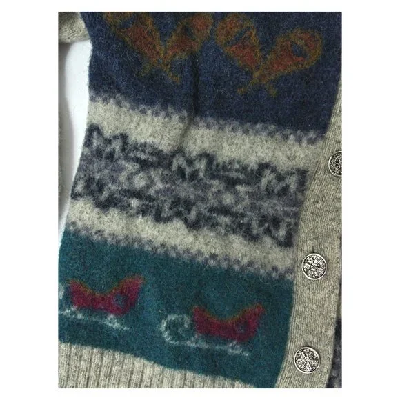 Vintage Woolrich Wool Fair Isle Cardigan Sweater Winter Sports Gray - XS - Picture 4 of 8